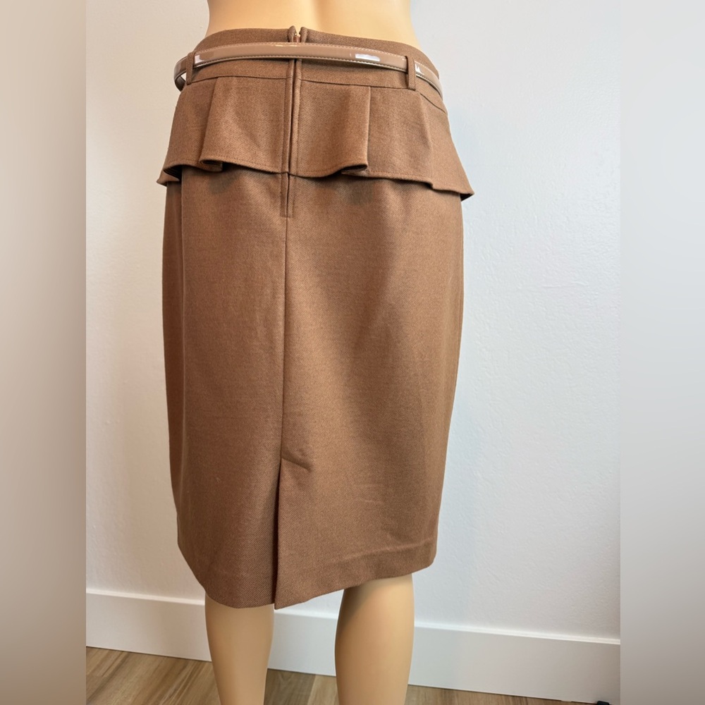 Naracamicie-90's/Y2K Vintage, Camel, Ruffle Waist, Wool, Pencil Skirt.‎ Size-3 - Picture 5 of 7